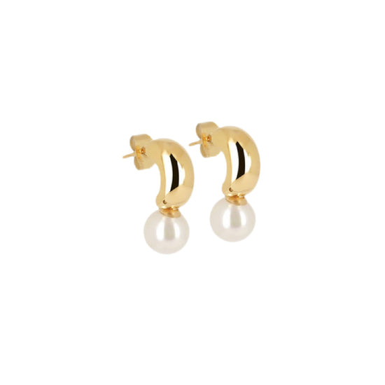 Orecchini con perla ZAG Bijoux Medium in acciaio dorato MISURA UNICA
