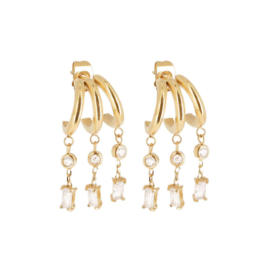 Orecchini pendenti ZAG Bijoux in acciaio dorato con zirconi MISURA UNICA