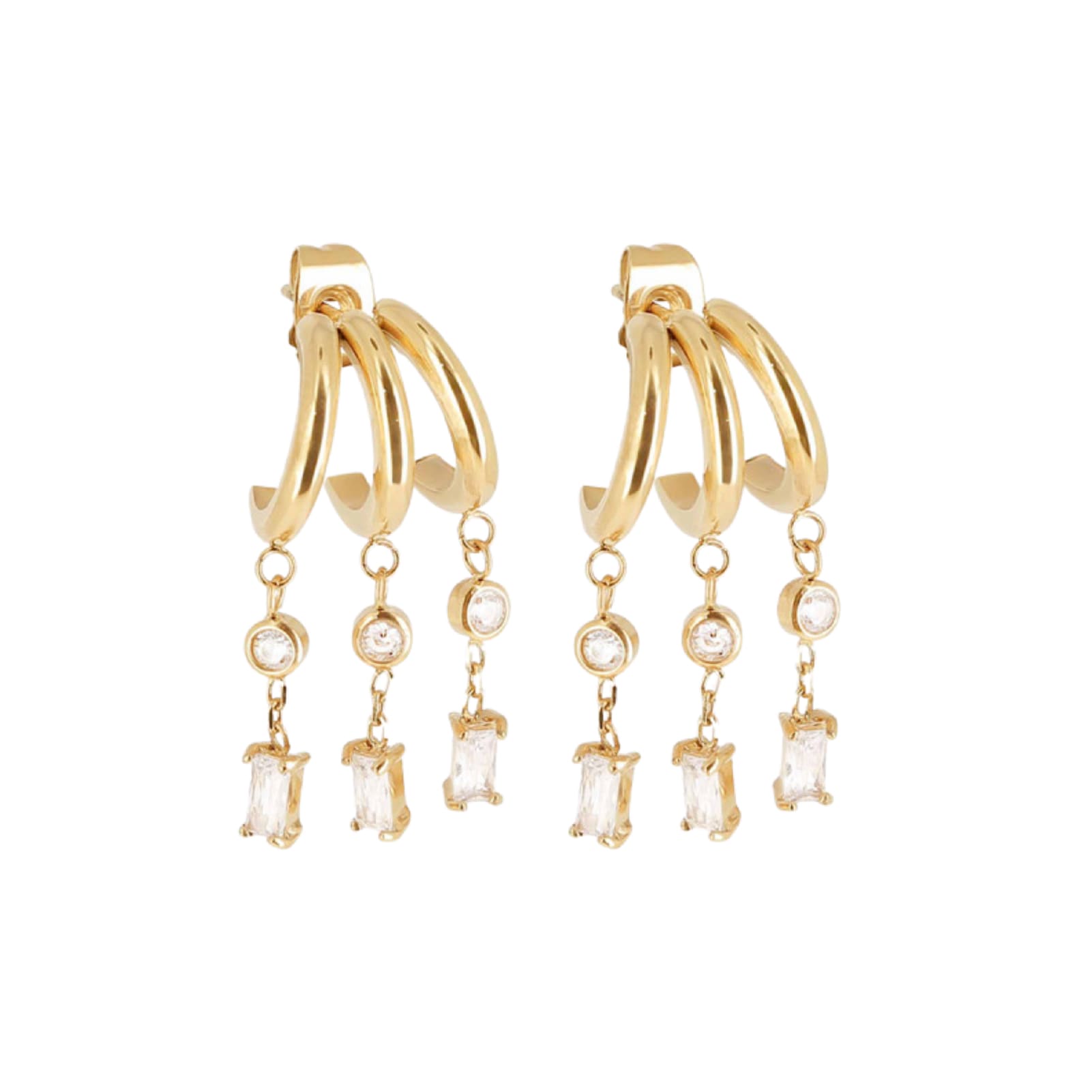 Orecchini pendenti ZAG Bijoux in acciaio dorato con zirconi MISURA UNICA
