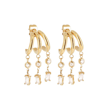 Orecchini pendenti ZAG Bijoux in acciaio dorato con zirconi MISURA UNICA