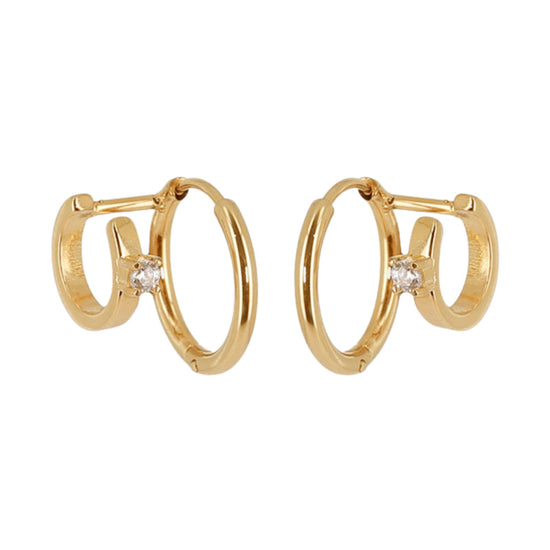 Orecchini a cerchio ZAG Bijoux acciaio oro lucidi con zircone MISURA UNICA