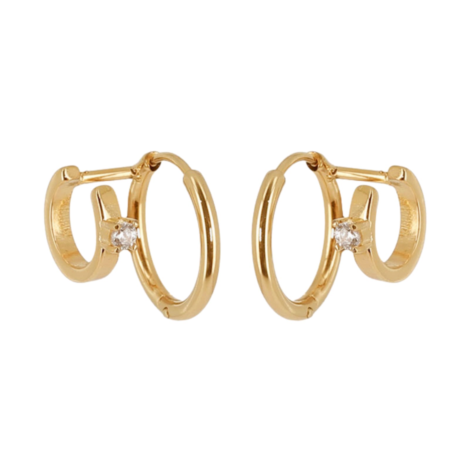 Orecchini a cerchio ZAG Bijoux acciaio oro lucidi con zircone MISURA UNICA
