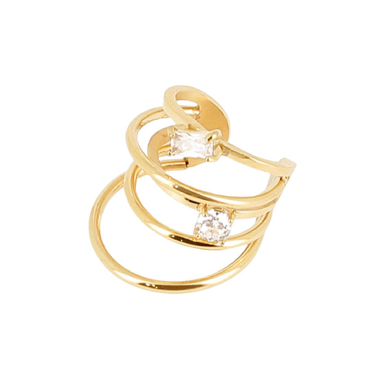 Earcuff ZAG Bijoux in acciaio dorato intrecciato con zirconi MISURA UNICA