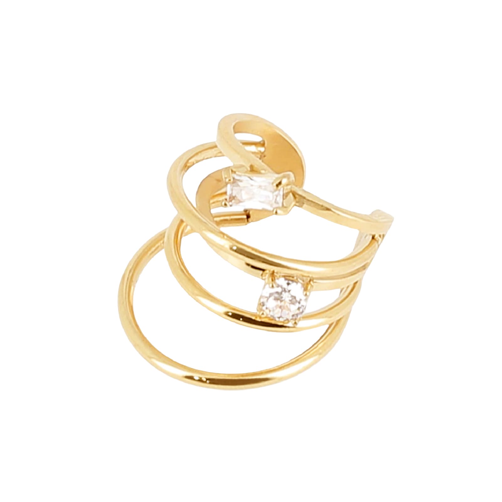 Earcuff ZAG Bijoux in acciaio dorato intrecciato con zirconi MISURA UNICA