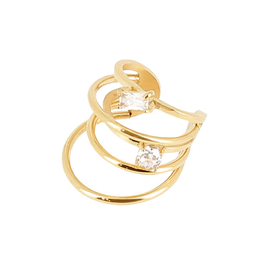 Earcuff ZAG Bijoux in acciaio dorato intrecciato con zirconi MISURA UNICA
