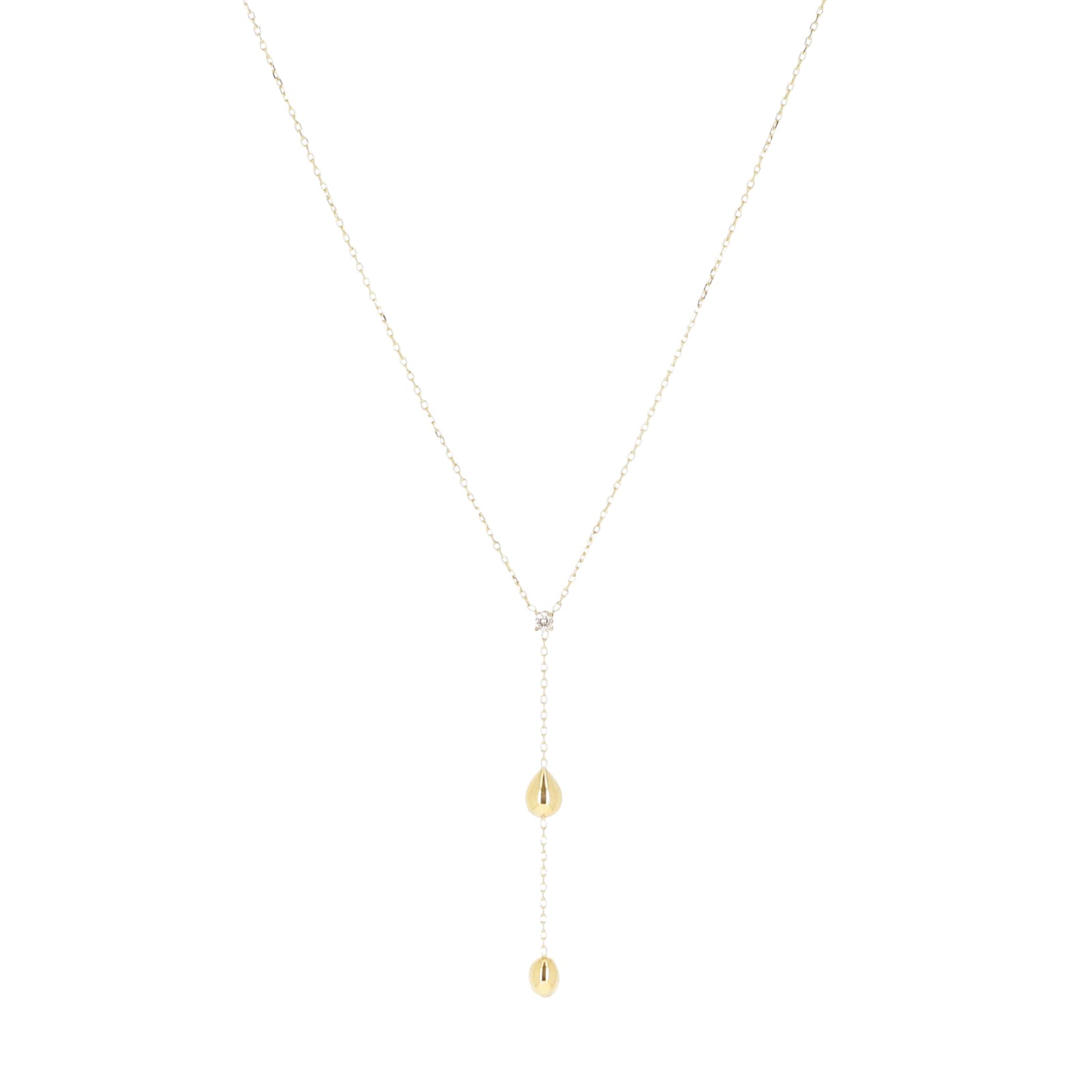 Collana girocollo a Y ZAG Bijoux acciaio dorato con gocce MISURA UNICA