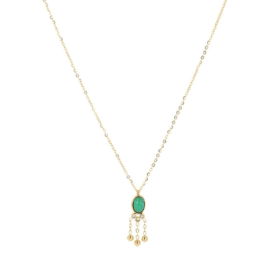 Collana girocollo ZAG Bijoux in acciaio dorato con malachite MISURA UNICA