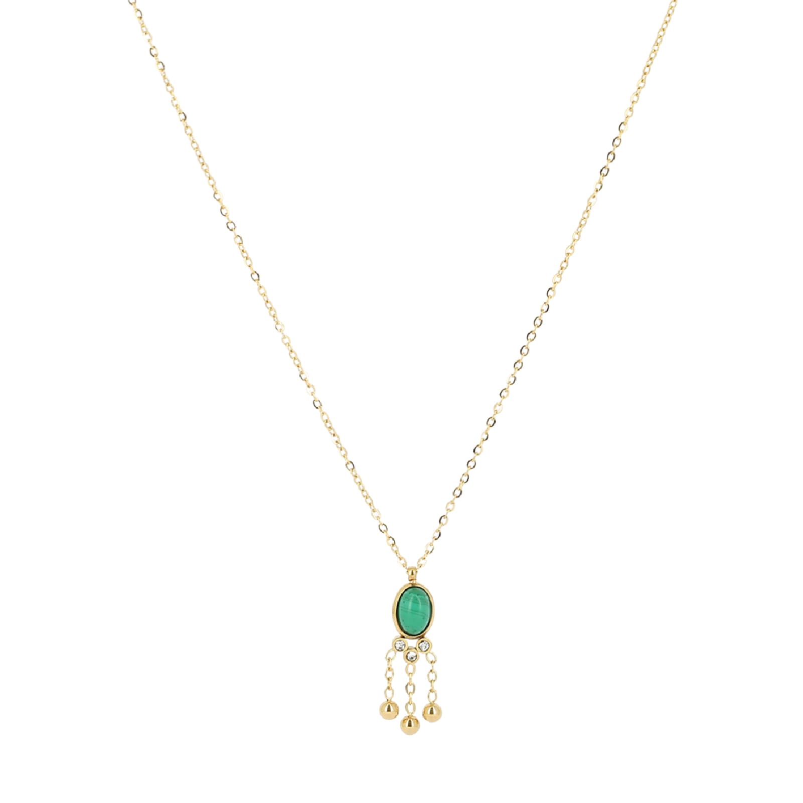 Collana girocollo ZAG Bijoux in acciaio dorato con malachite MISURA UNICA