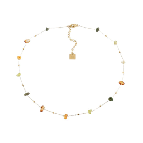 Collana girocollo ZAG Bijoux acciaio oro pietre toni verdi MISURA UNICA