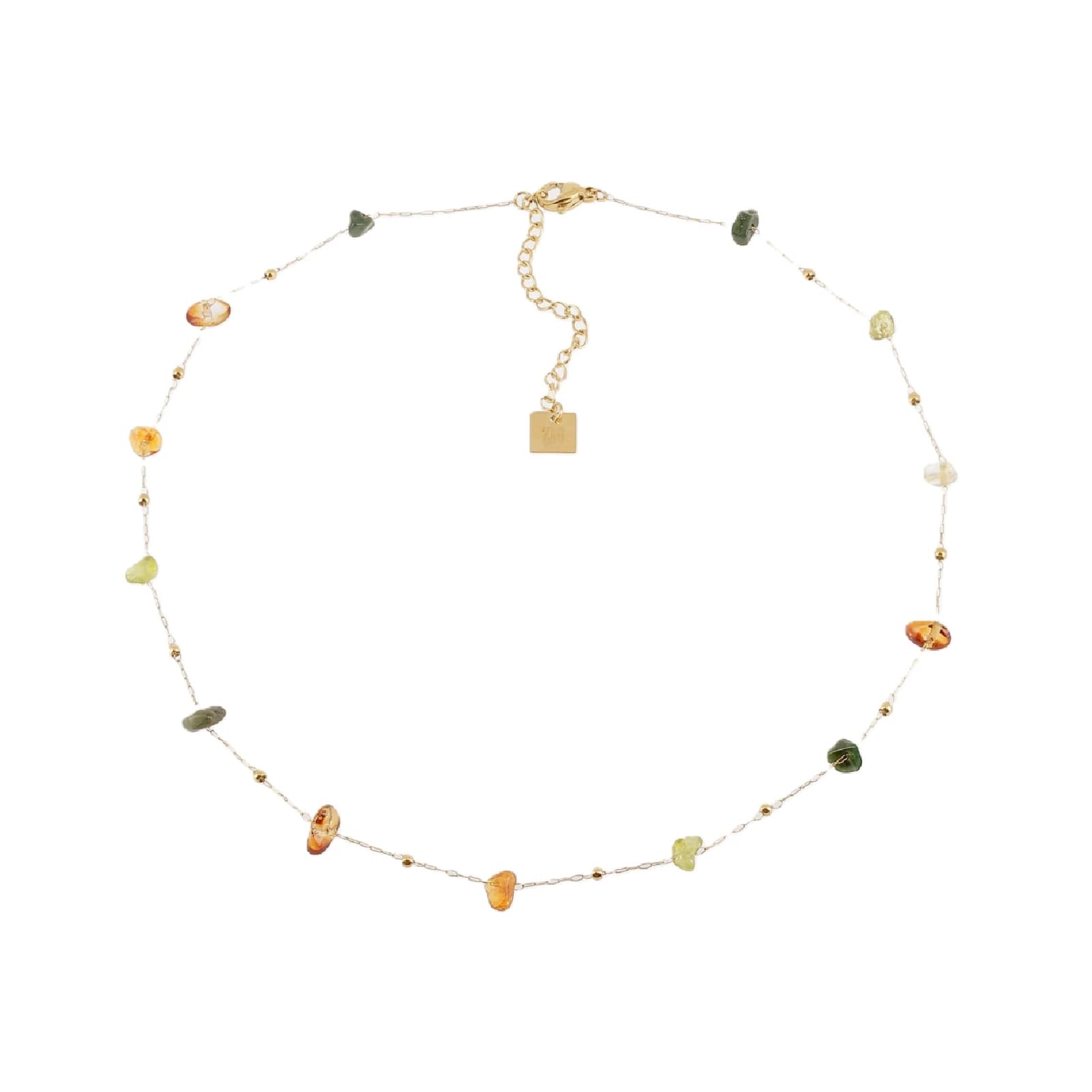 Collana girocollo ZAG Bijoux acciaio oro pietre toni verdi MISURA UNICA