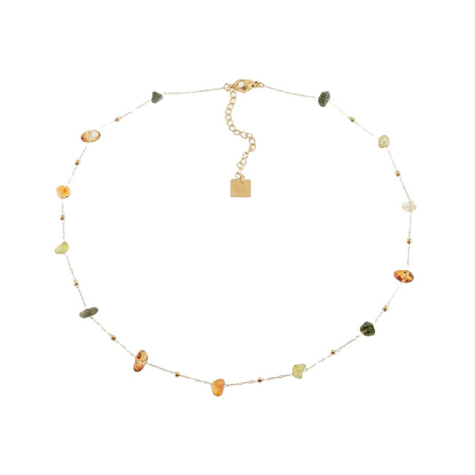Collana girocollo ZAG Bijoux acciaio oro pietre toni verdi MISURA UNICA