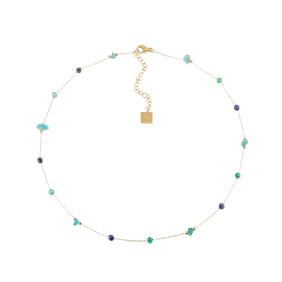 Collana girocollo ZAG Bijoux acciaio dorato con pietre blu MISURA UNICA