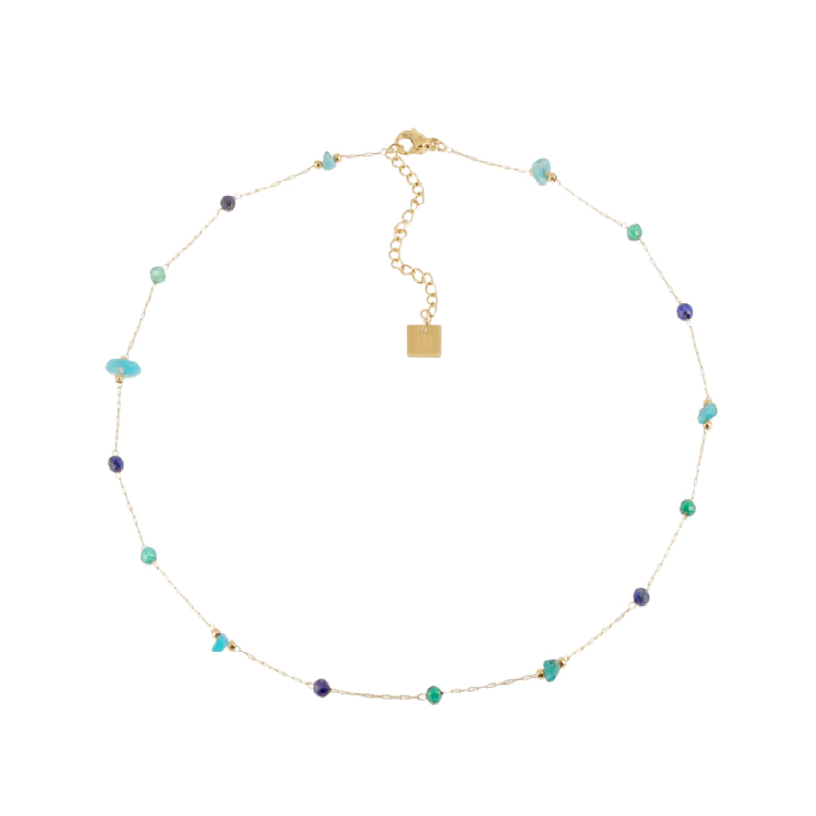 Collana girocollo ZAG Bijoux acciaio dorato con pietre blu MISURA UNICA