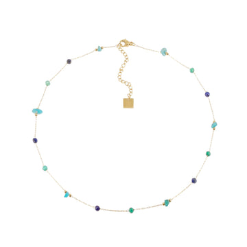 Collana girocollo ZAG Bijoux acciaio dorato con pietre blu MISURA UNICA