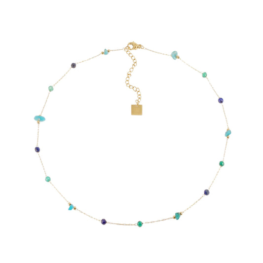 Collana girocollo ZAG Bijoux acciaio dorato con pietre blu MISURA UNICA
