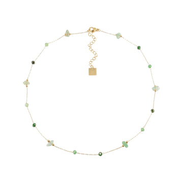 Collana girocollo ZAG Bijoux acciaio dorato con pietre verdi MISURA UNICA