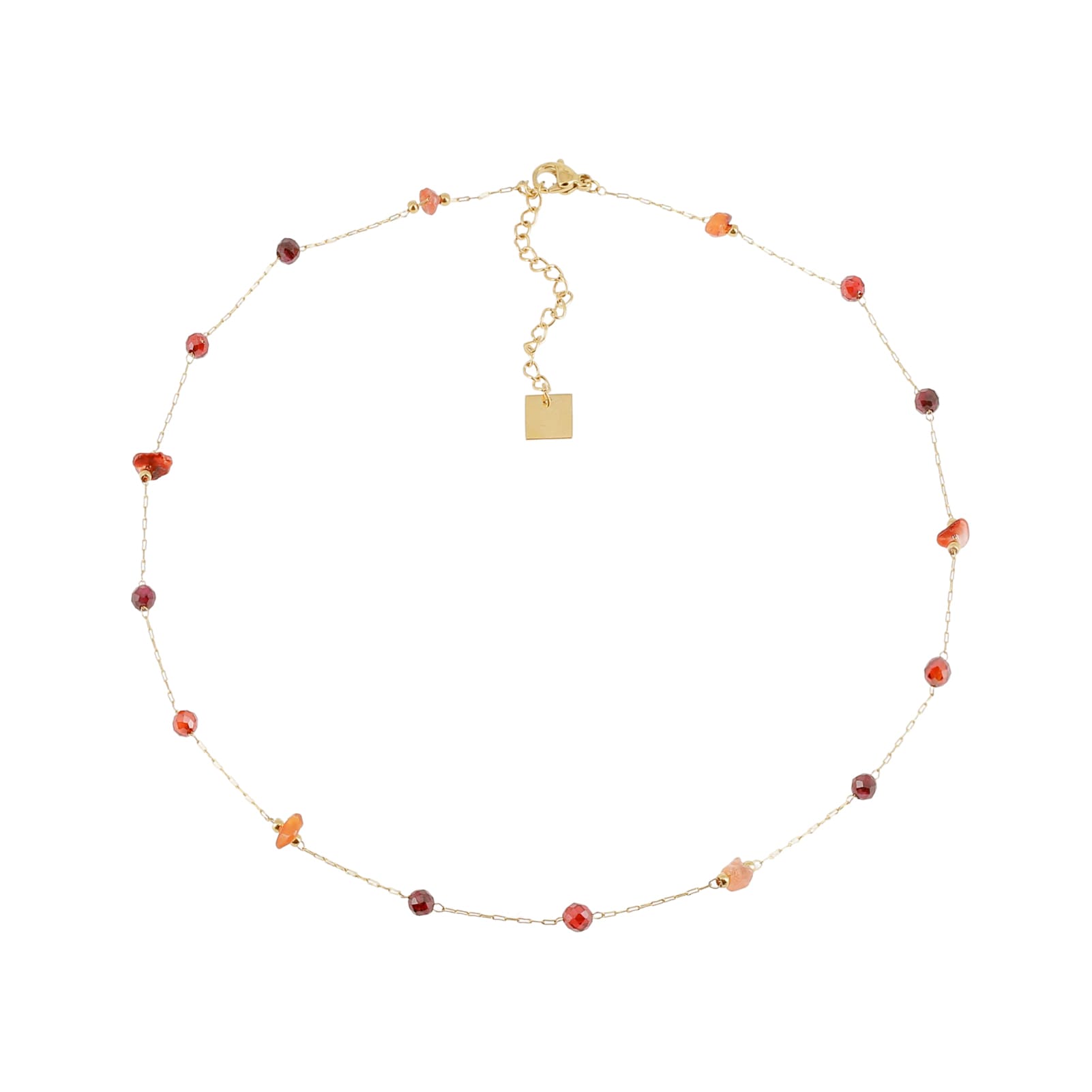 Collana girocollo ZAG Bijoux acciaio dorato con pietre rosse MISURA UNICA