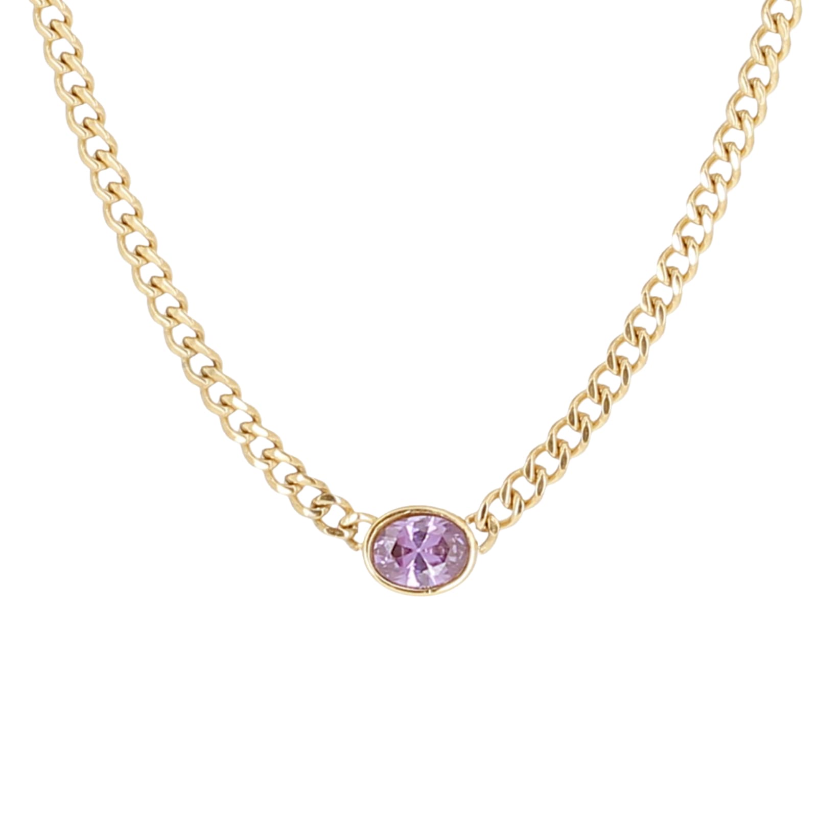 Collana girocollo con zircone viola ZAG Bijoux acciaio dorato MISURA UNICA