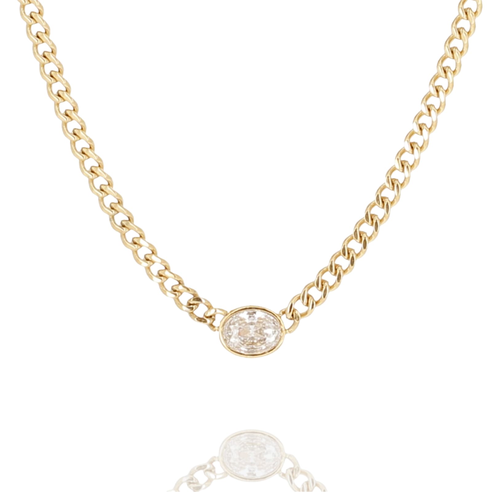Collana girocollo con zircone bianco ZAG Bijoux acciaio dorato MISURA UNICA