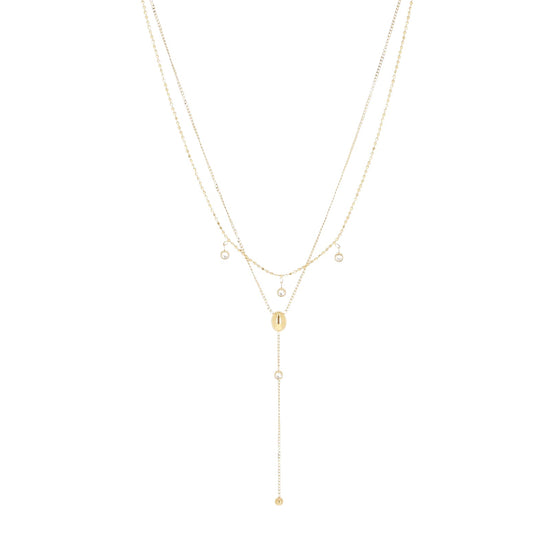 Collana girocollo a Y ZAG Bijoux acciaio dorato con zirconi MISURA UNICA