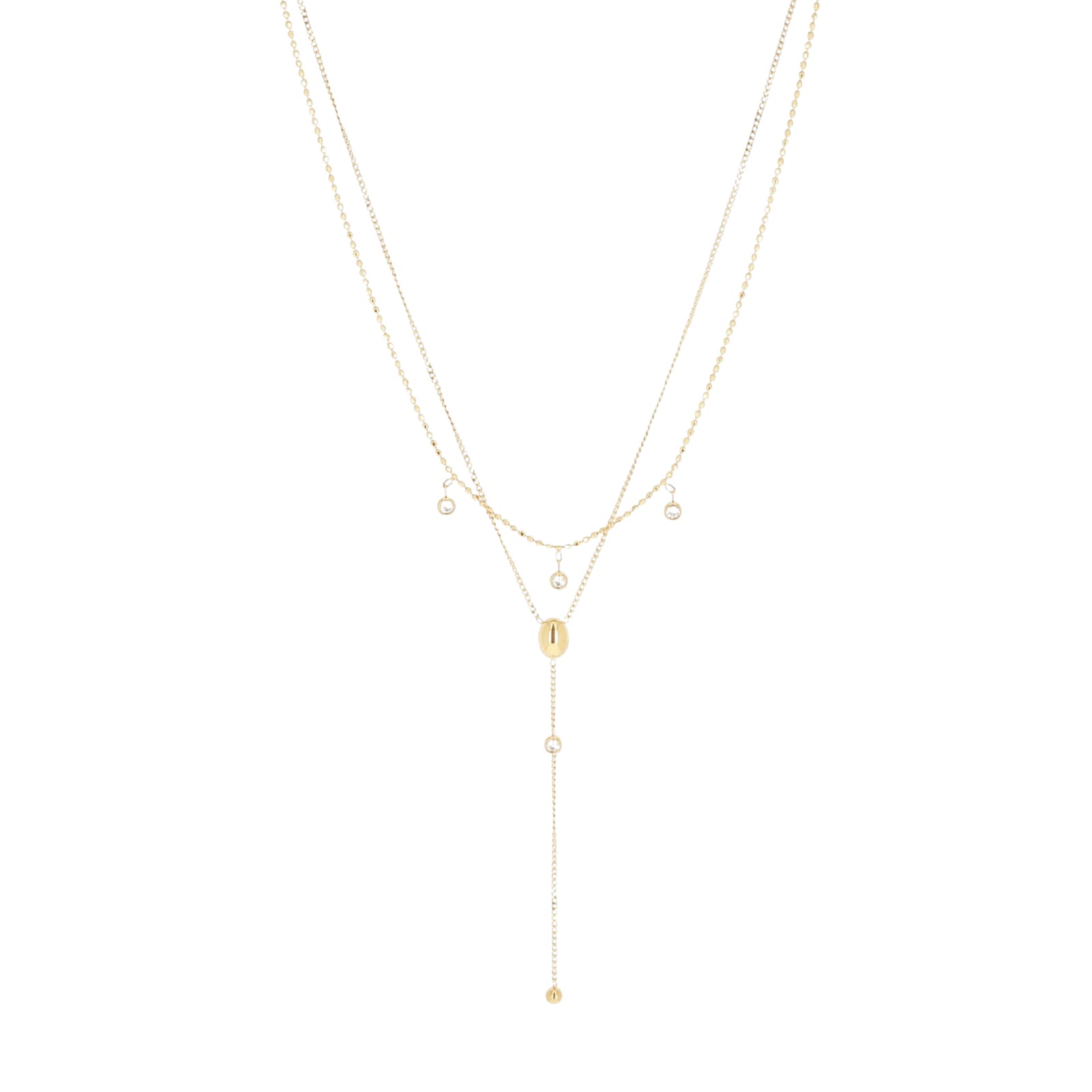 Collana girocollo a Y ZAG Bijoux acciaio dorato con zirconi MISURA UNICA