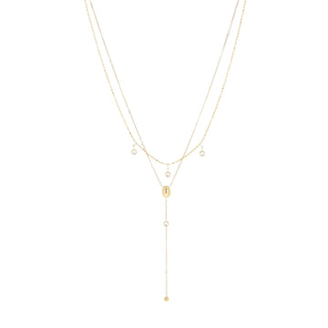 Collana girocollo a Y ZAG Bijoux acciaio dorato con zirconi MISURA UNICA