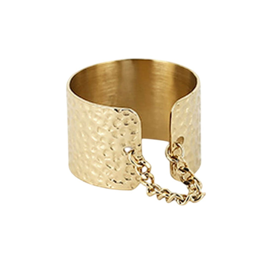 Anello a fascia ZAG Bijoux in acciaio dorato con catenina REGOLABILE