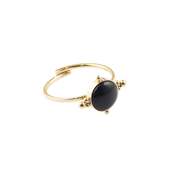 Anello ZAG Bijoux in acciaio dorato con quarzo fumé Regolabile dalla 12 alla 18