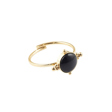 Anello ZAG Bijoux in acciaio dorato con quarzo fumé Regolabile dalla 12 alla 18