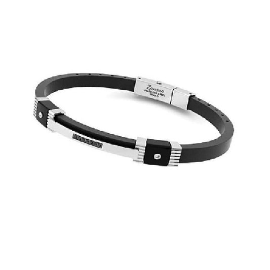 Bracciale uomo Zancan in acciaio e silicone con spinelli 21 cm