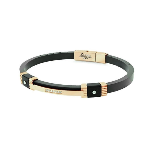 Bracciale uomo Zancan in acciaio rosé e silicone con spinelli 21 cm