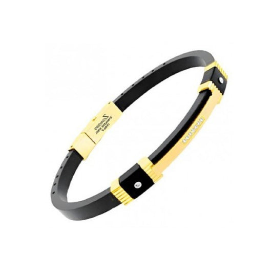 Bracciale uomo Zancan in acciaio oro e silicone con spinelli 21 cm