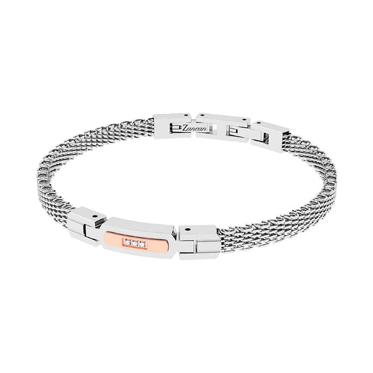 Bracciale Zancan in acciaio con pvd rosé e zirconi bianchi 21 cm