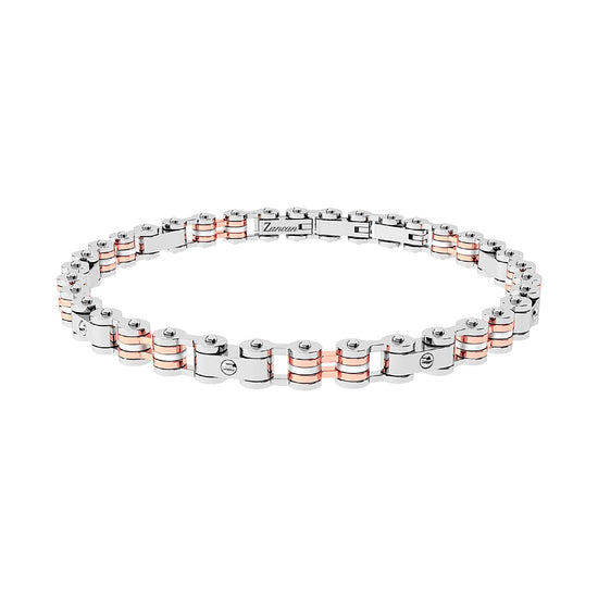 Bracciale Zancan Hi-Teck in acciaio con dettagli pvd rosé 21 cm
