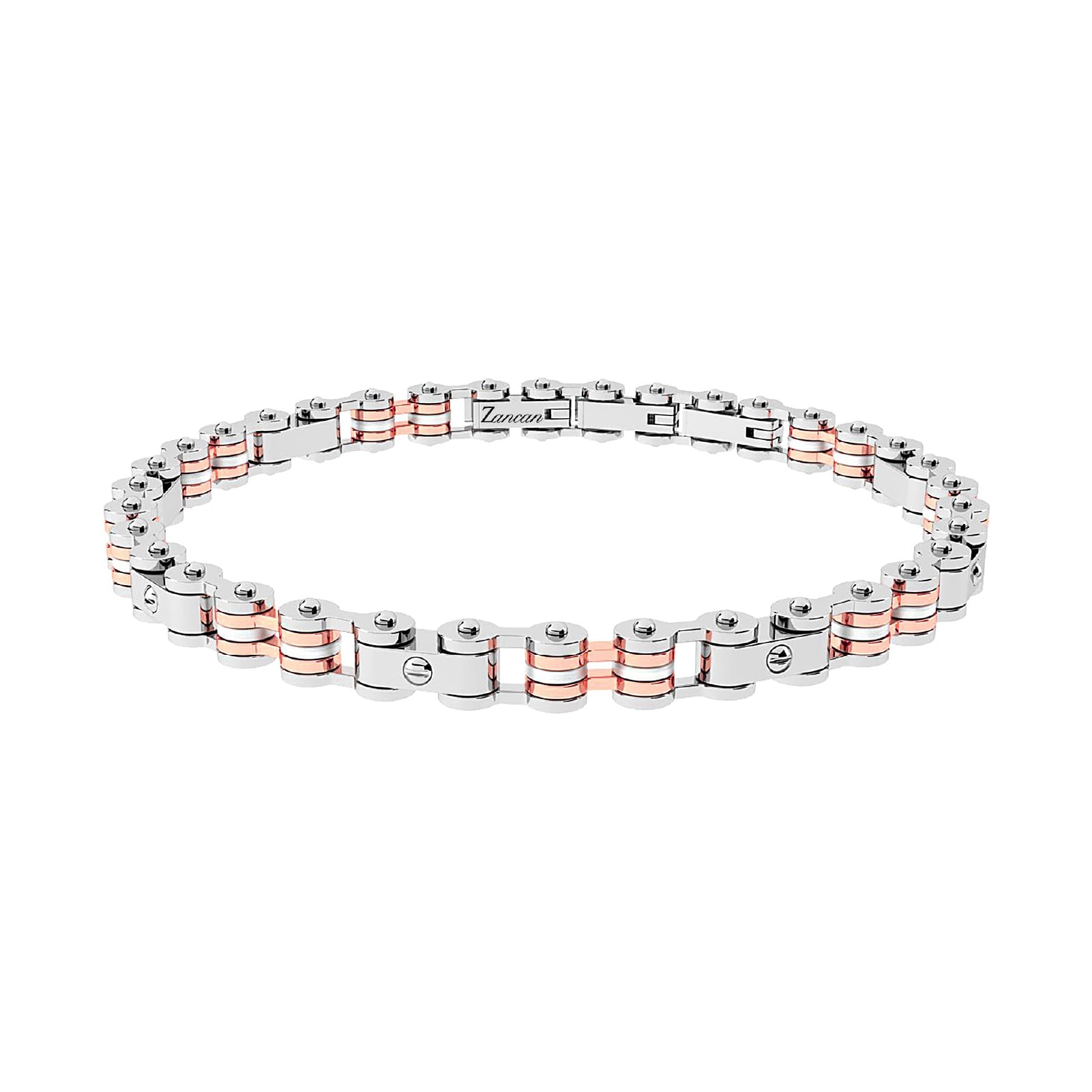 Bracciale Zancan Hi-Teck in acciaio con dettagli pvd rosé 21 cm