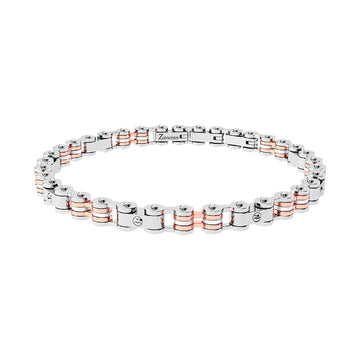 Bracciale Zancan Hi-Teck in acciaio con dettagli pvd rosé 21 cm