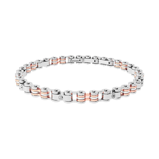 Bracciale Zancan Hi-Teck in acciaio con dettagli pvd rosé 21 cm