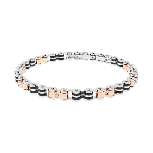 Bracciale Zancan Hi-Teck acciaio e dettagli pvd rosé e nero 21 cm