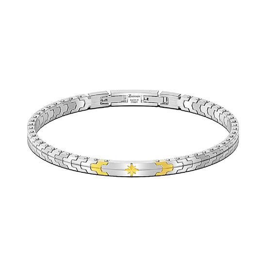 Bracciale Zancan Hi-Tekh in acciaio e pvd oro stella uomo 21 cm