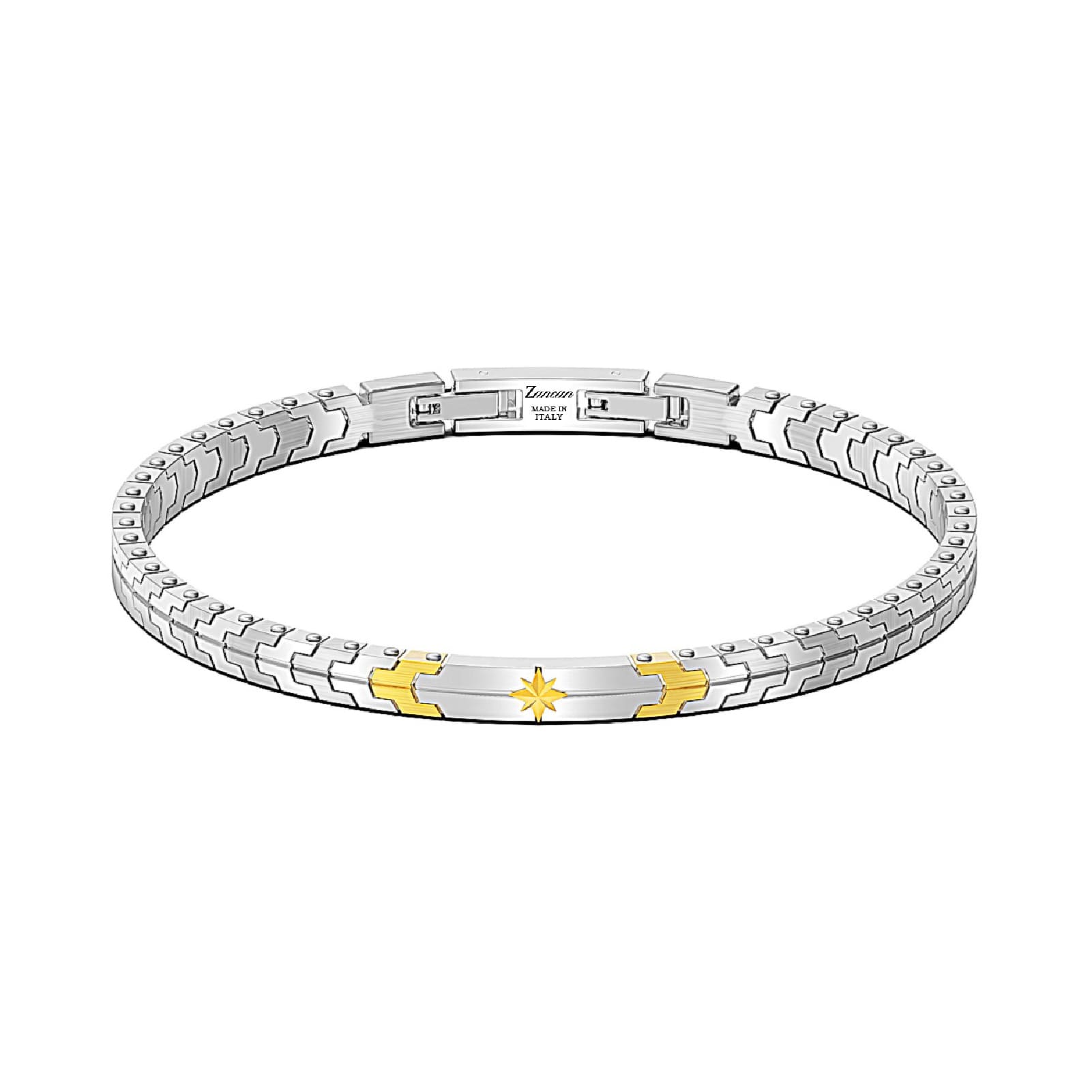 Bracciale Zancan Hi-Tekh in acciaio e pvd oro stella uomo 21 cm
