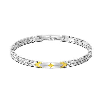 Bracciale Zancan Hi-Tekh in acciaio e pvd oro stella uomo 21 cm