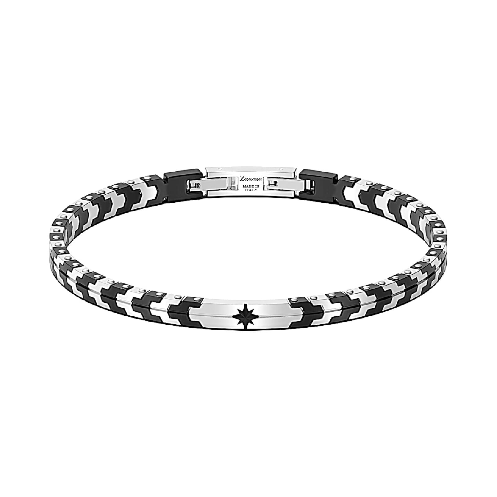 Bracciale Zancan Hi-Tekh in acciaio e pvd nero stella uomo 21 cm