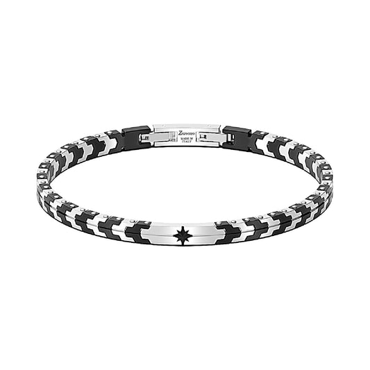 Bracciale Zancan Hi-Tekh in acciaio e pvd nero stella uomo 21 cm