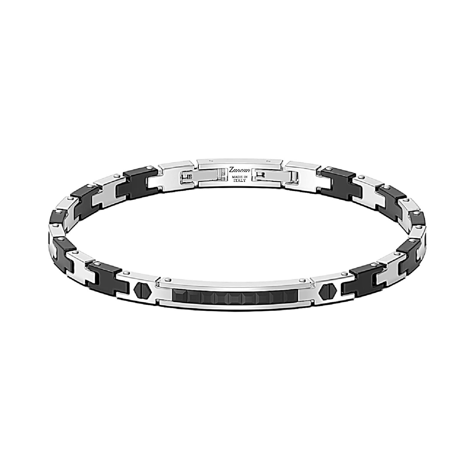 Bracciale Zancan Hi-Tekh in acciaio e pvd nero da uomo 21 cm