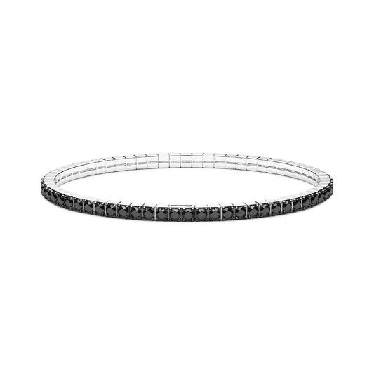 Bracciale elastico tennis uomo Zancan argento e zirconi neri 18 cm