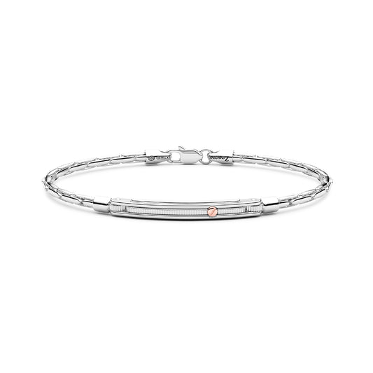 Bracciale da uomo Zancan in argento targa con oro rosa 21 cm