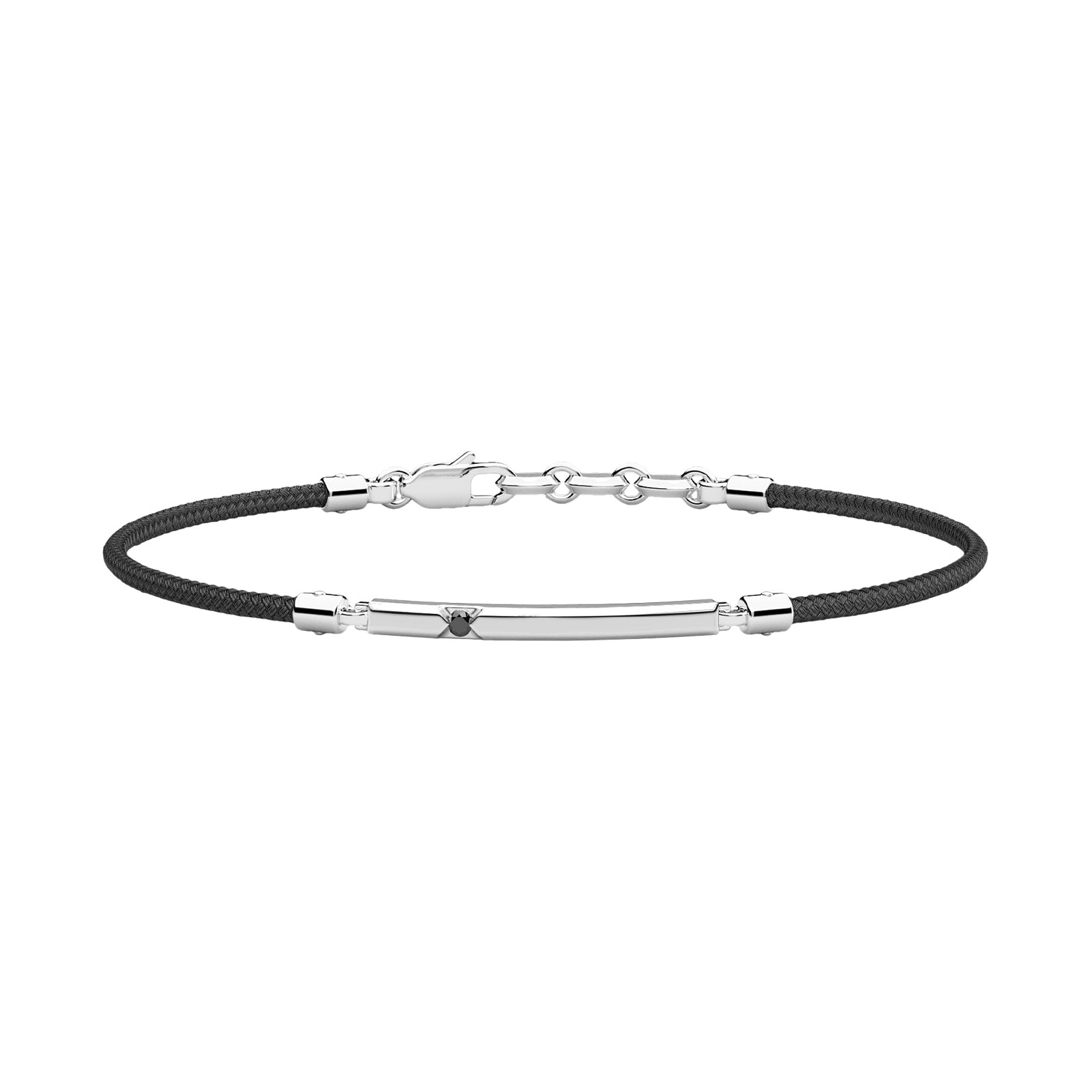 Bracciale uomo Zancan kevlar con targa in argento e spinello Regolabile 19-20,5 cm