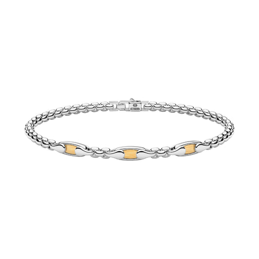 Bracciale Zancan Alpha in argento e oro giallo da uomo 21 cm