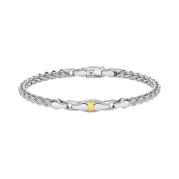 Bracciale catena Zancan Alpha da uomo in argento e oro giallo 20,5 cm