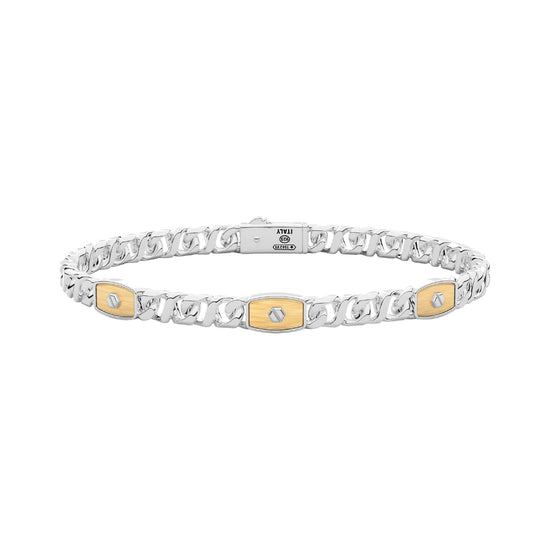 Bracciale Zancan Alpha in argento e oro giallo maglia larga 21 cm